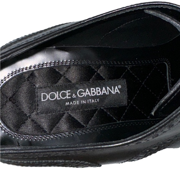 DOLCE & GABBANA Wingtip Black Leather Perforated Men's Oxfords 9.5UK - 10.5 US - Picture 8 of 12
